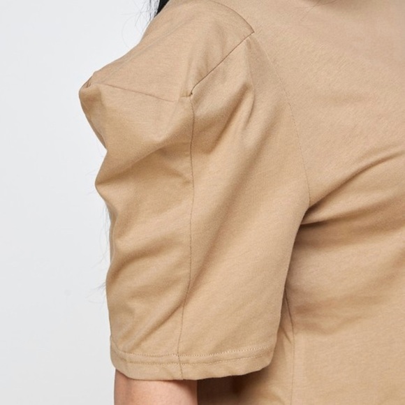 Black Long T-Shirt w/Puffy Like Shoulders - Picture 5 of 5